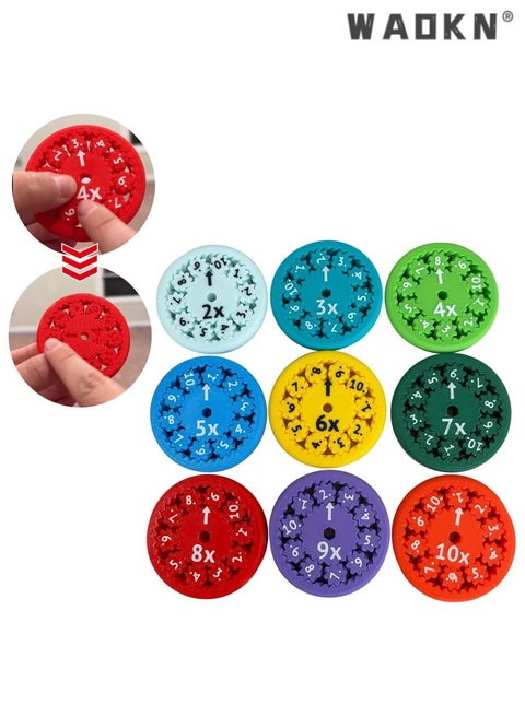 Math Spinner Fidget Toys, Set of 9 Colorful Math Fact Spinners, Educational Number Game for Kids, Interactive Learning Tool for Multiplication and Division, Stress-Relieving Fidget Spinner