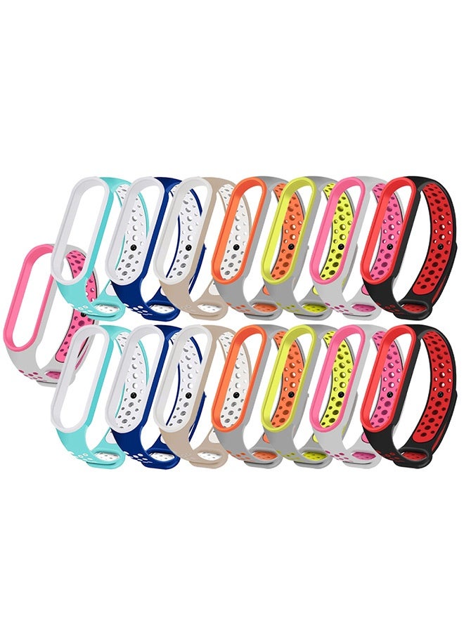 15 Pieces of Air-Hole Sport Strap Band for Xiaomi Mi Band 6 Mi Band 5 Band - Durable TPU Silicone Replacement Wristband Anti-Off Waterproof Bracelet Strap