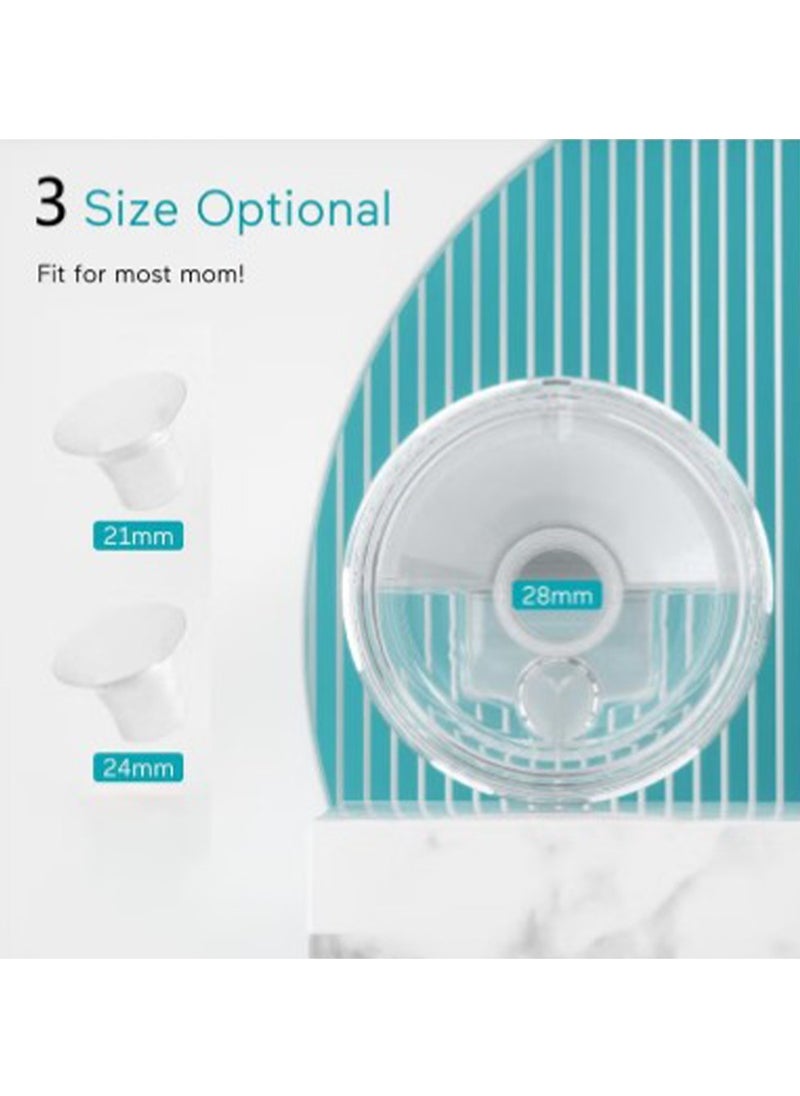 ibsun Portable Hands Free Electric Breast Pump Wearable, 338mm Hg Strong Suction, Low Noise With 4 Modes 9 Levels, Smart Display, 21/24/28mm Insert, 1 Pack  - Image 4