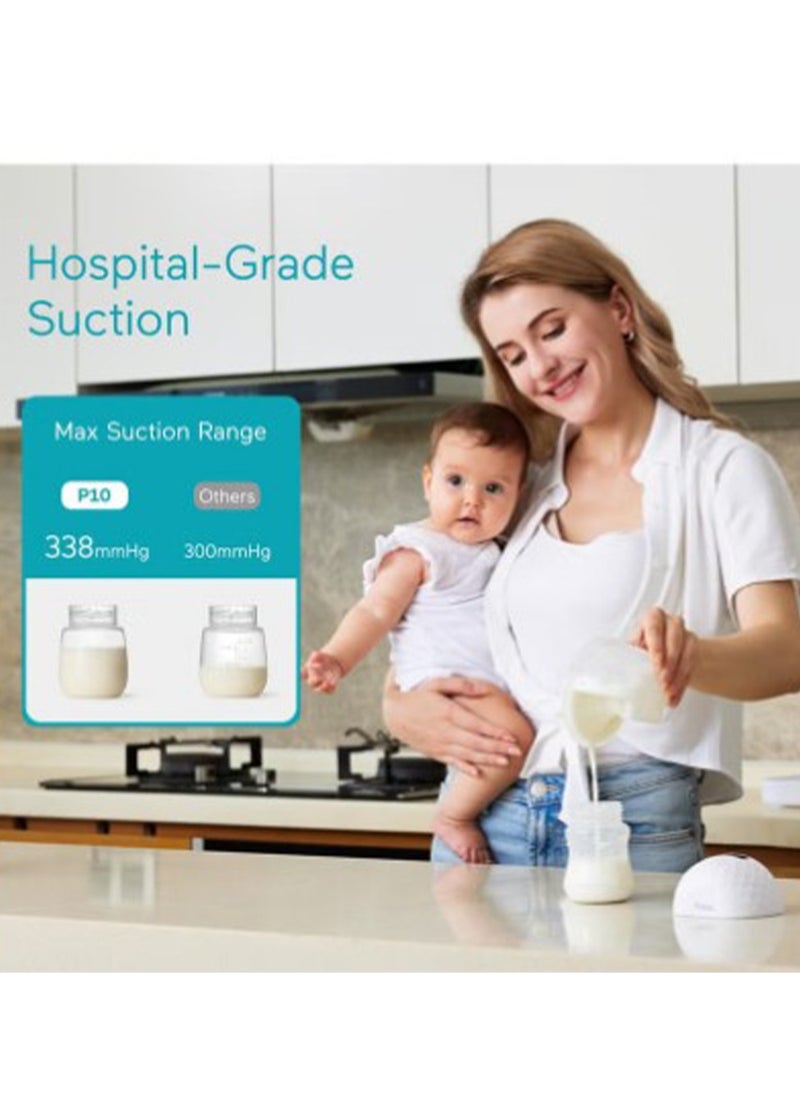 ibsun - Portable Hands Free Electric Breast Pump Wearable, 338mm Hg Strong Suction, Low Noise With 4 Modes 9 Levels, Smart Display, 21/24/28mm Insert, 1 Pack - Image 1