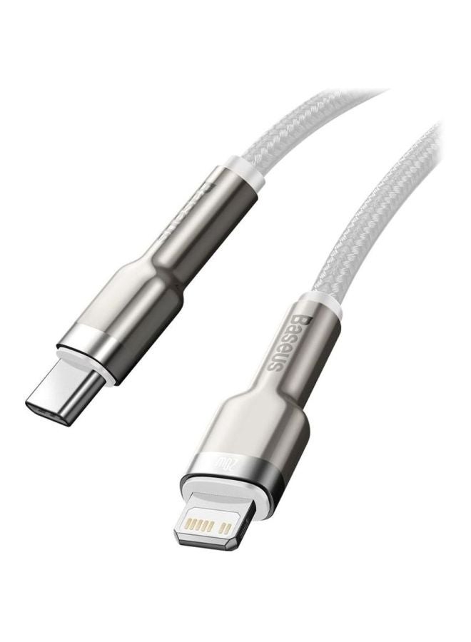 بيسوس كابل USB C إلى لايتنينج للشحن السريع ونقل البيانات بتقنية PD بقدرة 20 وات من سلسلة كافولي ومتوافق مع هواتف آيفون 14 و14 برو/ 13 برو/ 13 برو ماكس / 13/13 ميني، آي باد 9، 12 ميني/ 12/12 برو، بطول متر واحد أبيض - Image 4