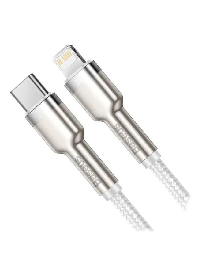 بيسوس كابل USB C إلى لايتنينج للشحن السريع ونقل البيانات بتقنية PD بقدرة 20 وات من سلسلة كافولي ومتوافق مع هواتف آيفون 14 و14 برو/ 13 برو/ 13 برو ماكس / 13/13 ميني، آي باد 9، 12 ميني/ 12/12 برو، بطول متر واحد أبيض - Image 2
