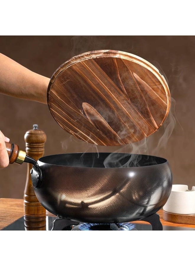مقلاة حديدية غير مطلية مع وعاء كبير الحجم مصنوع يدويًا للحفاظ على الحرارة بشكل ممتاز وتعزيز النكهة الطبيعية لمختلف أساليب الطهي (وعاء 24 سم + غطاء زجاجي). - Image 2