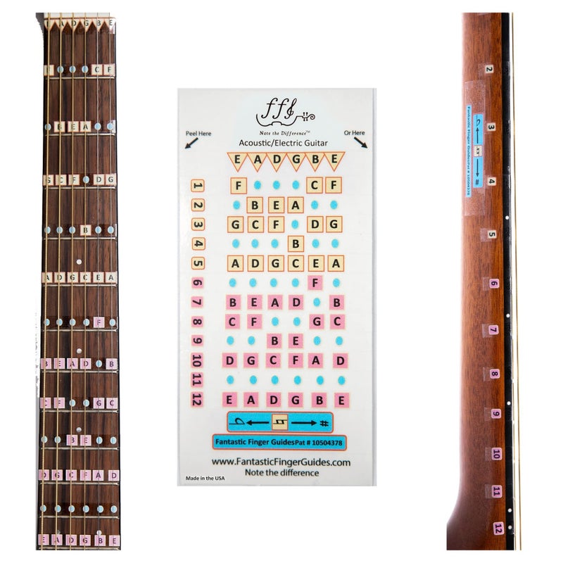 Fantastic Finger Guide for Acoustic and Electric Guitars | Guitar Accessories | Fretboard and Fingerboard Stickers | Guitar Learning Tools | Guitar Stickers | Learn to Play Guitar | Frets 1-12