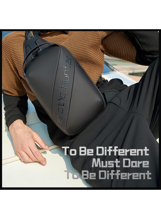 ARCTIC HUNTER Fashion Crossbody Bag Water Resistant 180° Degree Opening Anti-Theft Polyester Chest Bag for Business Travel, XB00121, Black - Image 2