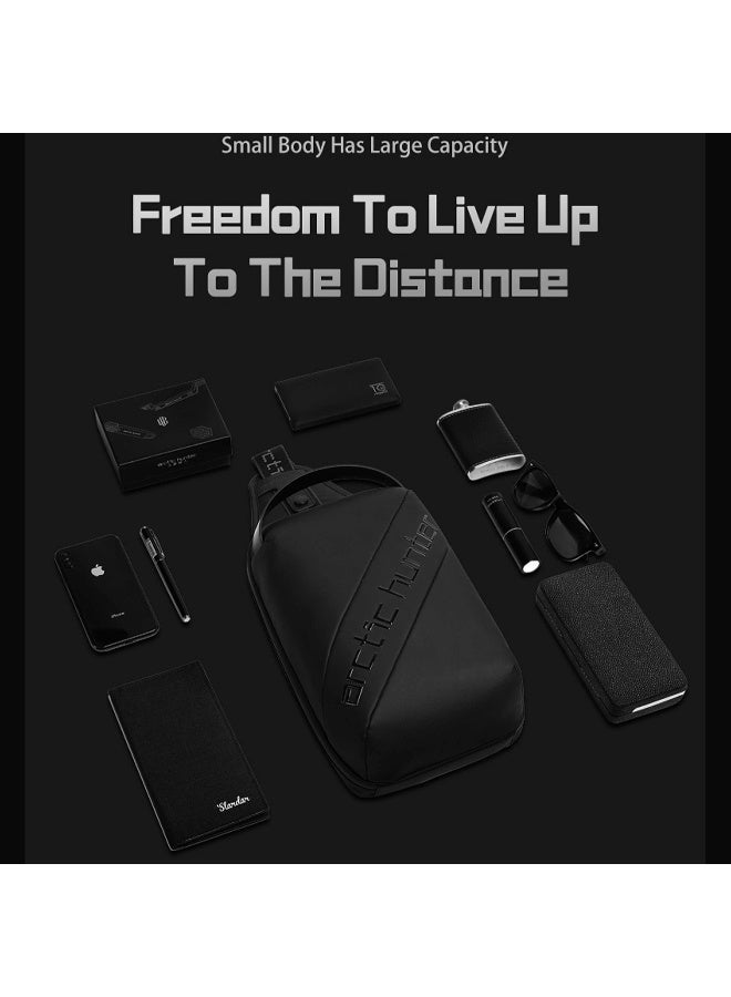 ARCTIC HUNTER Fashion Crossbody Bag Water Resistant 180° Degree Opening Anti-Theft Polyester Chest Bag for Business Travel, XB00121, Black - Image 3