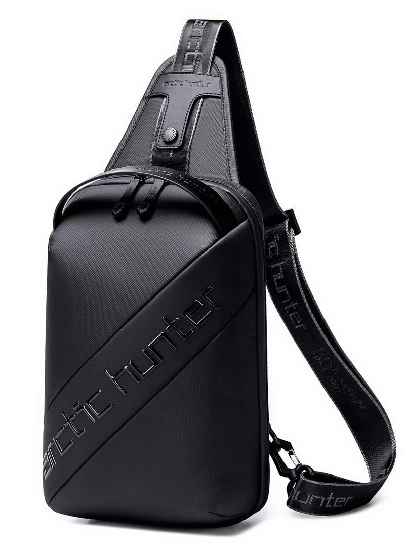 ARCTIC HUNTER Fashion Crossbody Bag Water Resistant 180° Degree Opening Anti-Theft Polyester Chest Bag for Business Travel, XB00121, Black - Image 1