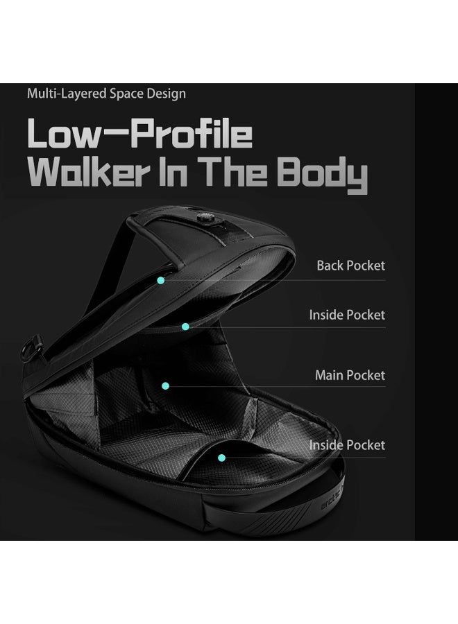 ARCTIC HUNTER Fashion Crossbody Bag Water Resistant 180° Degree Opening Anti-Theft Polyester Chest Bag for Business Travel, XB00121, Black - Image 4
