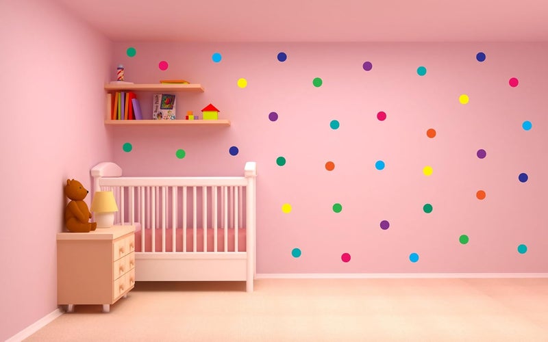 Wall4Stickers Polka Dot Wall Stickers Rainbow Multicolour 50mm 100pcs Decal Childs Kids Vinyl Art Home Decor Spots Mural - Image 2