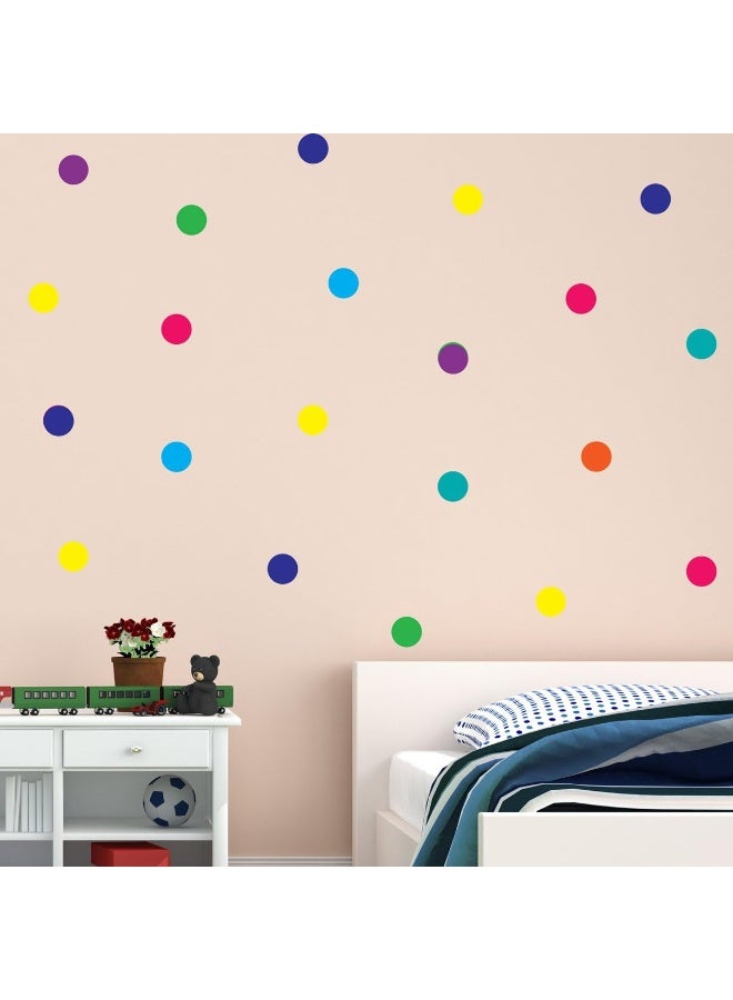 Wall4Stickers Polka Dot Wall Stickers Rainbow Multicolour 50mm 100pcs Decal Childs Kids Vinyl Art Home Decor Spots Mural - Image 1