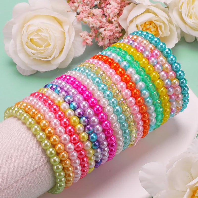 GAGANIU 2400pcs Pearl Beads, 47 Colors Round Beads for Bracelets, Multicolor Bracelet Making Kit, for Jewelry Making with Elastic String, DIY Crafts Set (6mm) - Image 5
