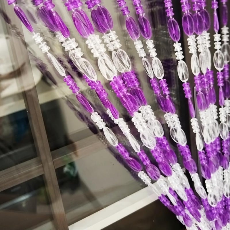 ave split Beaded Curtain Doorways Acrylic Hanging Door Beads String Curtains Tassel Room Divider Screen Decor for Doorway Window Living Room Wedding (1, Purple, 39 inch x 78.7 inch), ES041 - Image 2