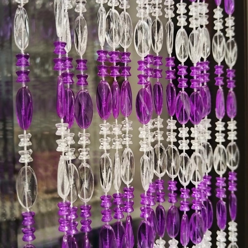 ave split Beaded Curtain Doorways Acrylic Hanging Door Beads String Curtains Tassel Room Divider Screen Decor for Doorway Window Living Room Wedding (1, Purple, 39 inch x 78.7 inch), ES041 - Image 1