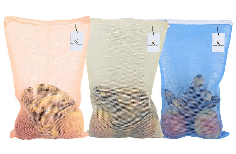 Kuber Industries Reusable Mesh Fridge Bag|Plain Design With Microfiber Material|Zipper Plus Handy (Assorted) (Pack of 6) - Image 2