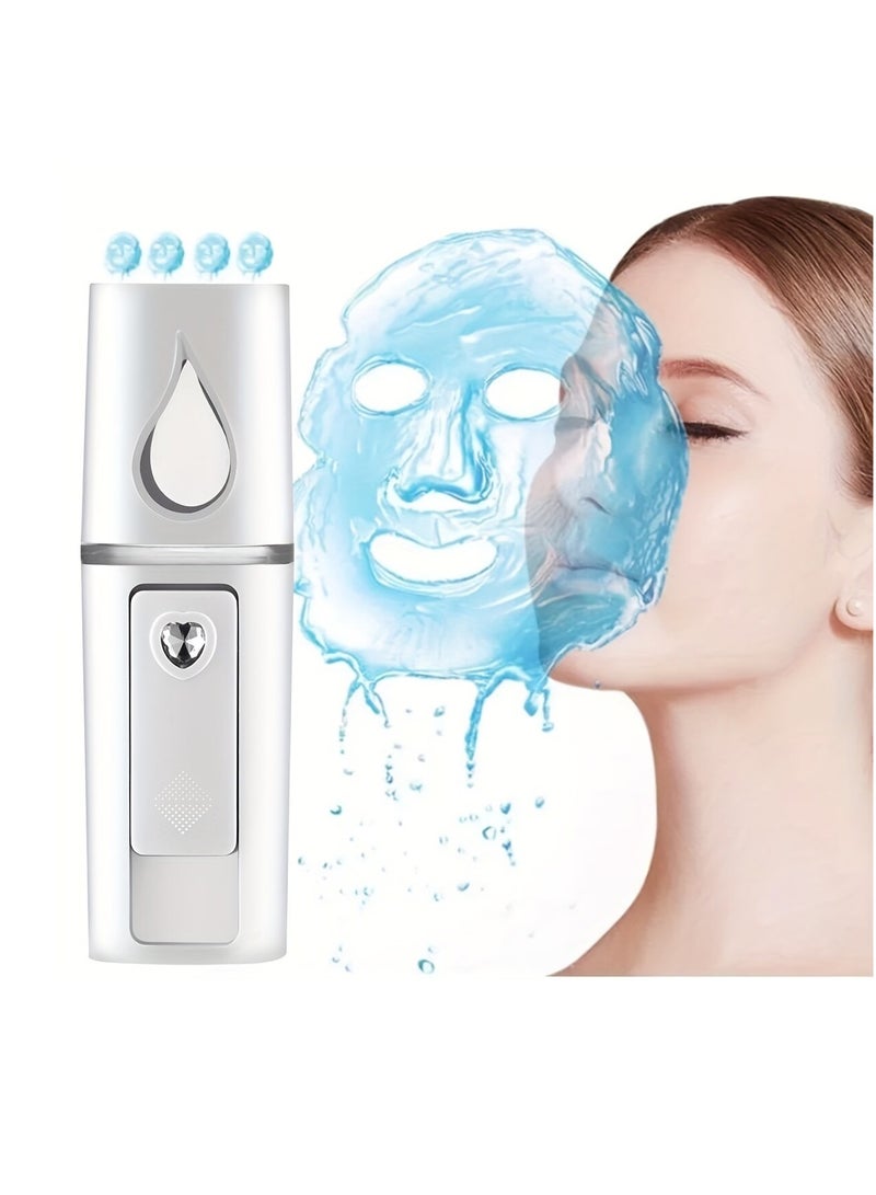 AROAQ Portable Nano Facial Mister, USB rechargeable Mini Facial Steamer, Facial Handy Mist Sprayer with Mirror Design on Top Nano negative ion cold spray for Skin Care & Facial Body Moisturized, (Pink) - Image 4