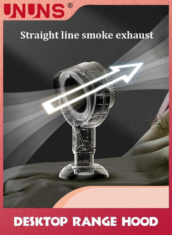 UNUNS شفاط سطح المكتب، مروحة شفط سطح المكتب بمنفذ USB، سرعتان قابلتان للتعديل للرياح، كوب تجميع زيت قابل للفصل، للمنزل، المطبخ، القدر الساخن، السيارة الترفيهية، أسود ذهبي - Image 4