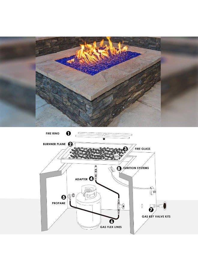 Grisun  Rectangular Stainless Steel Drop-In Fire Pit Kit