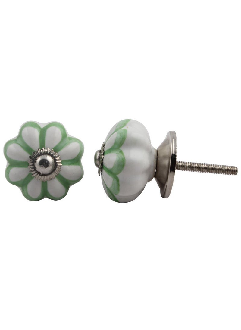 Indian-Shelf IndianShelf Pack of 10 Ceramic Cabinet Knob Sunflower Wardrobe Pulls Green Dresser Drawer Knobs Antique Knobs Door Pull Kids Furniture Handle 