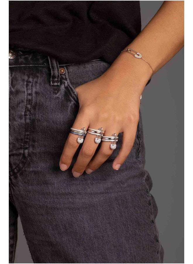 MONACO - APM Love, Smile, Bonheur Triple Hoop Safety Pin Ring - Image 1