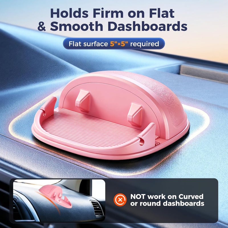 Loncaster Phone Holder, Mount Silicone Pad Mat for Various Dashboards, Slip Free Desk Stand Compatible with iPhone, Samsung, Android Smartphones, GPS Devices and More, Pink - Image 4