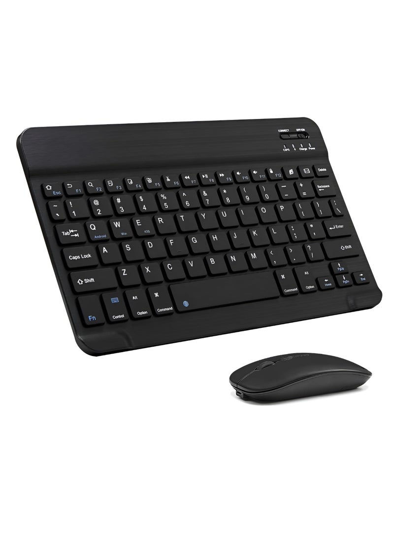 BORTONY Wireless Bluetooth Keyboard and Mouse, Ultra-Slim Keyboard and Mouse Combo Rechargeable Portable Wireless Keyboard Mouse Set for iPad,iPhone 13 & Above Galaxy Tablet Smartphone Android Tablet - Image 1