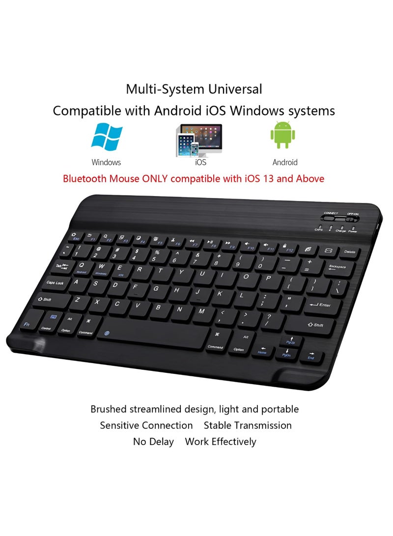 BORTONY Wireless Bluetooth Keyboard and Mouse, Ultra-Slim Keyboard and Mouse Combo Rechargeable Portable Wireless Keyboard Mouse Set for iPad,iPhone 13 & Above Galaxy Tablet Smartphone Android Tablet - Image 3