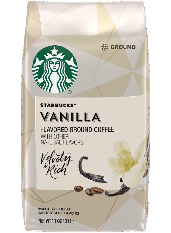Starbucks Flavored Ground Coffee, Vanilla Flavor, Velvety & Rich, Made without Artificial Flavors, FlavorLock Packaging, 11-Ounce Bag (Pack of 2 Bags) - Image 2
