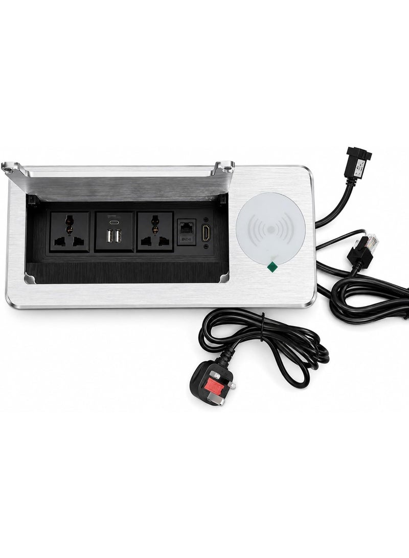 DKURVE Flip Desk Power Socket Silver - Image 1
