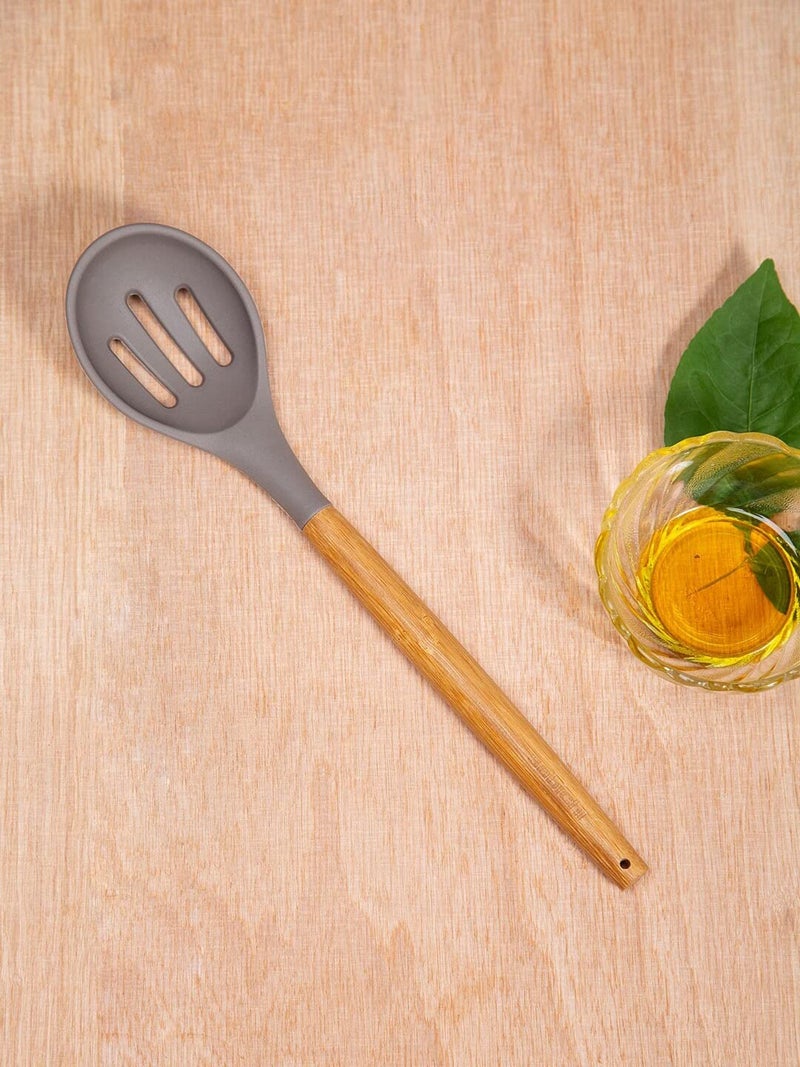 Sabichi Silicone Head Slotted Turner Spatula | Bamboo Handle Premium Non-Stick Kitchen Cookware | Turner for Fish, Omelette, Pancake, Wok - Image 1
