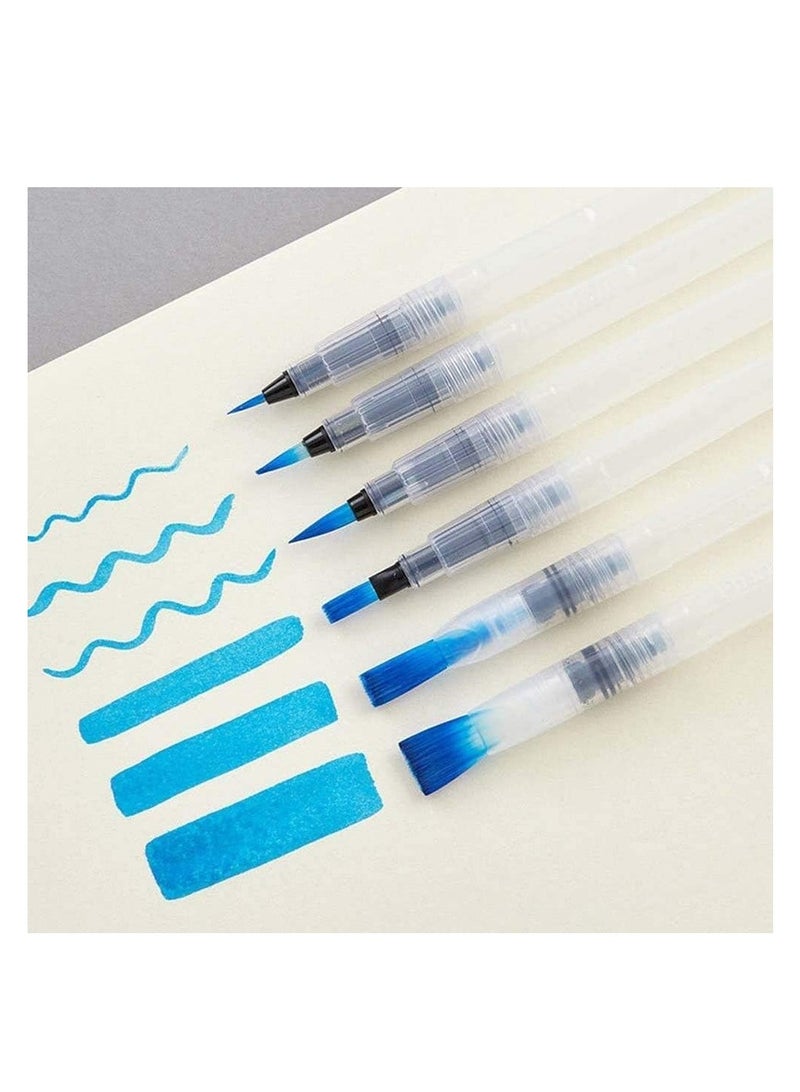 Premify Watercolor Brush Pen Paintbrush Pack of 6 - Assorted Nibs. Refillable Ink and Water Brush Pens for Watercolour Acrylic Art/Painting, Colour Blending and Calligraphy Brushes, Artists Brushpens - Image 3