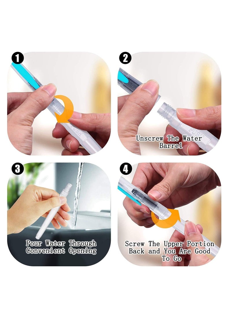 Premify Watercolor Brush Pen Paintbrush Pack of 6 - Assorted Nibs. Refillable Ink and Water Brush Pens for Watercolour Acrylic Art/Painting, Colour Blending and Calligraphy Brushes, Artists Brushpens - Image 5