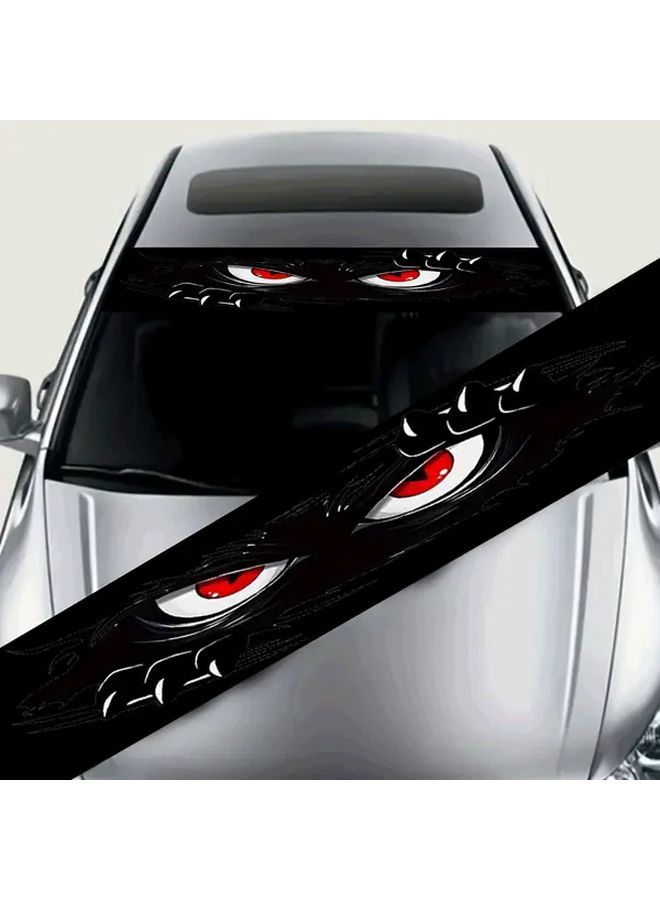 Black Angry Monster Peeking Vinyl Car Windshield Sticker Decal For Cars Trucks - Image 1