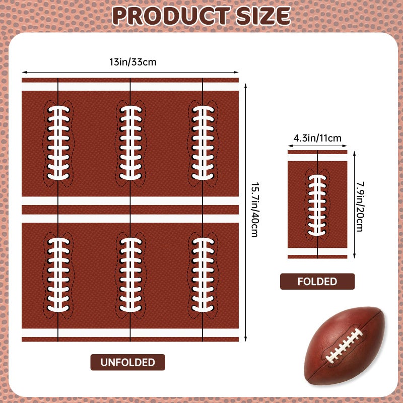 Litmitfu 50 Pack Football Napkins Party Supplies - Rectangle Rugby Pattern Napkin Bulk, 3-Ply Brown Disposable Paper Hand Towels Napkins Set for Football Game Day Tailgate Party Favors Table Decorations - Image 3