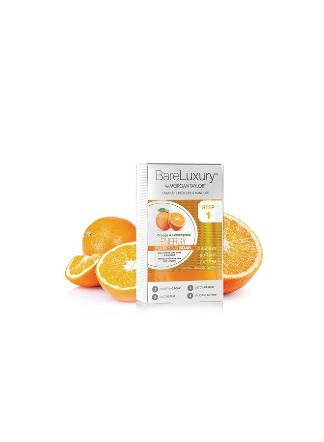 Morgan Taylor Bareluxury 4Step Complete Pedicure & Manicure Packs (Orange & Lemongrass) Hand And Foot Spa Kit In 4 Packs Pedicure And Manicure Kit Self Care Gifts For Women - Image 1