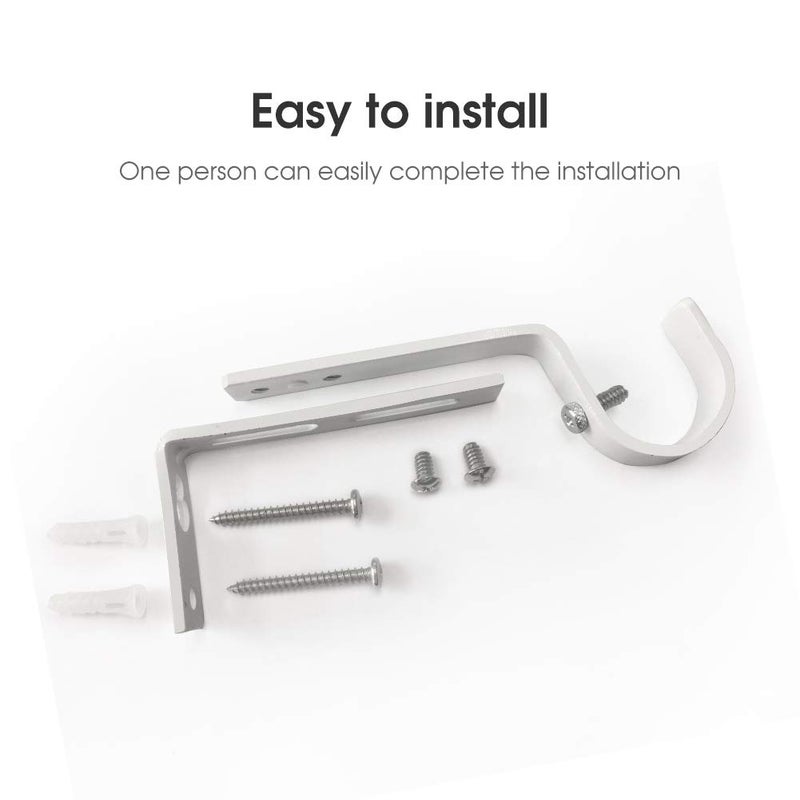 IHRDNNR Curtain Rod Brackets Heavy Duty Drapery Hardware Adjustable Rod Holders for 7/8 or 1 Inch Rods, Set of 3 (White, fits rods up to 1 inch) - Image 3