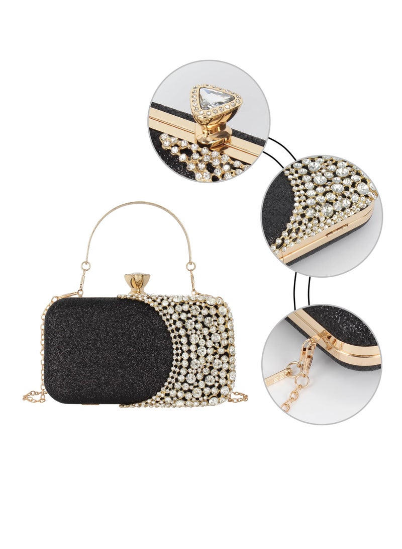 SOLARAE Women Lattice Pattern Metal Handbag Chain Geometric Evening Clutch Purse - Image 3