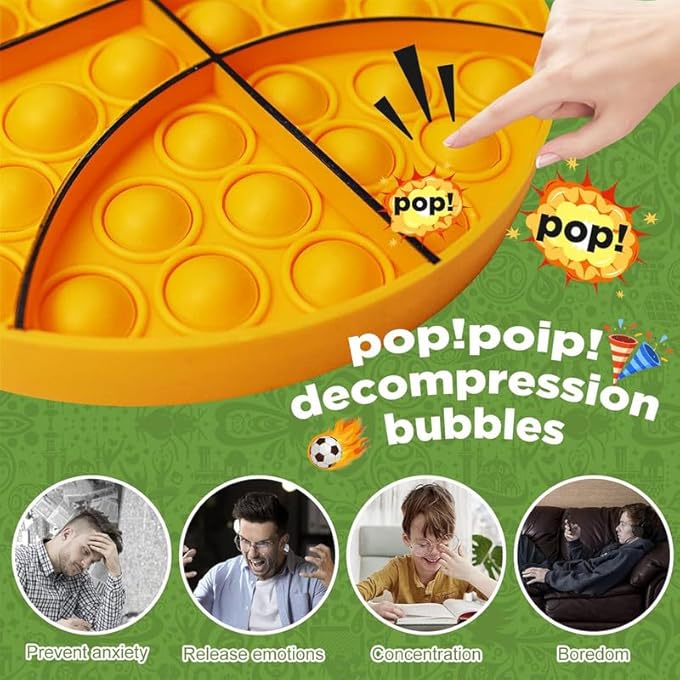 QETRABONE 4 Pcs Fidget Toys, Sports Push Bubble Pop Fidget Sensory Toy Football Basketball Baseball Rugby, Squeeze Toys Set for ADHD Autism Stress Relief Toy Gift - Image 5