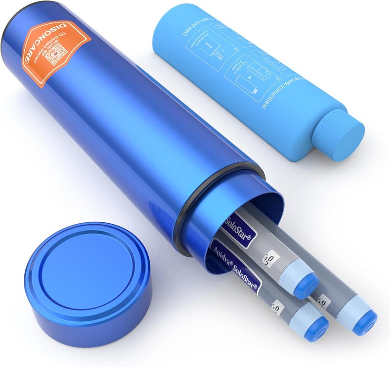 DISONCARE حقيبة تبريد للأدوية DISONCARE Odyssey 60H 3 لقلم الأنسولين للسفر معتمد من TSA لحقيبة حمل الأنسولين EpiPen مع حقيبة طبية وعبوة ثلج مع علامة تنبيه طبية باللون الأزرق - Image 1