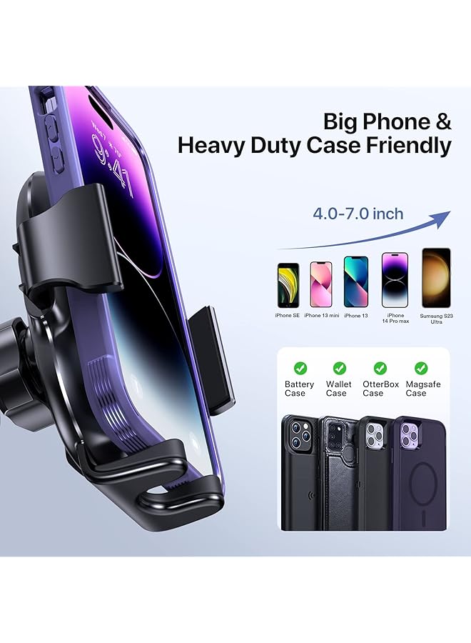 ميراكيس حامل هاتف للسيارة 4 في 1 حامل هاتف للسيارة وحامل جوال للسيارة للوحة القيادة وفتحة التهوية والزجاج الأمامي متوافق مع Iphone 14 Pro Max 13 12 11 Samsung S23 Xiaomi Google والمزيد - Image 5