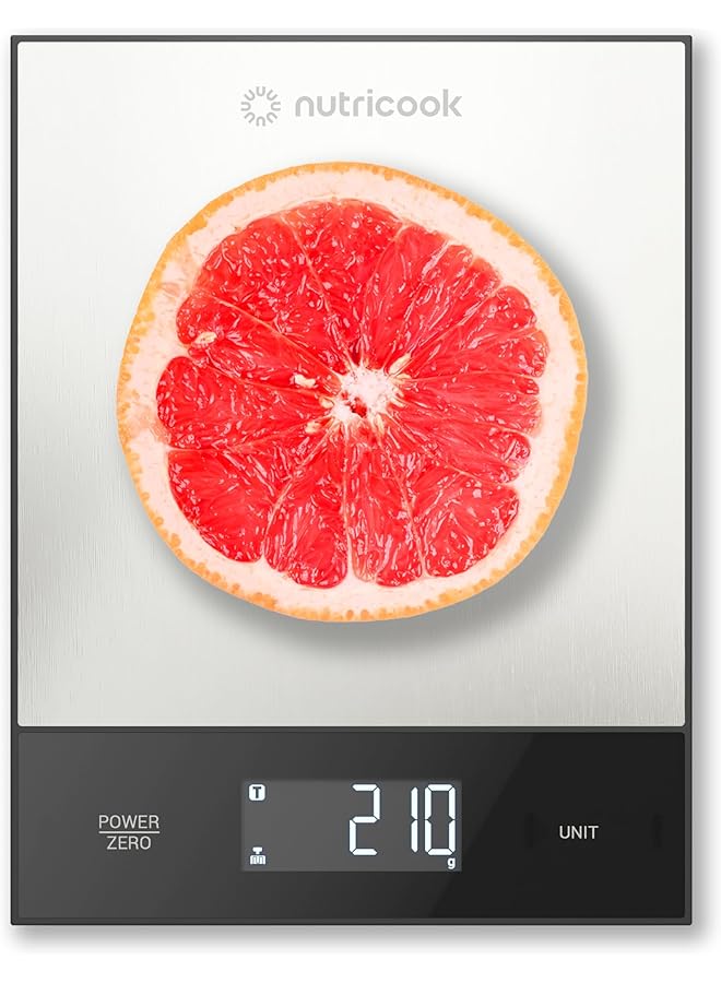 nutricook ميزان طعام نوتري كوك، ميزان مطبخ رقمي بسعة 11 رطل، الوزن بالجرامات والأوقية (1 جرام دقيق) للخبز والطهي والتغذية وتحضير الوجبات، وظيفة الطيارة - Image 1