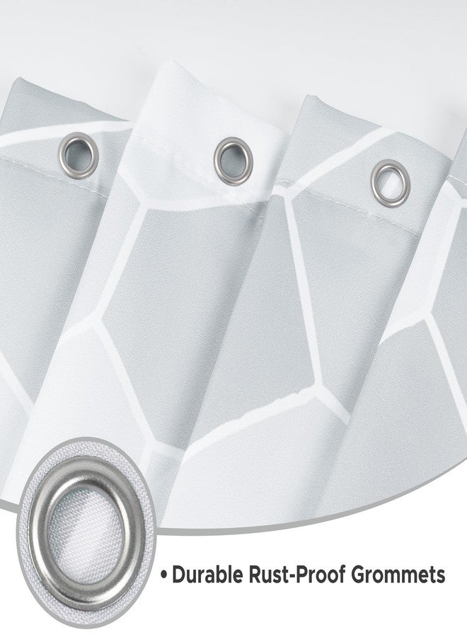 Sunlit Design Black Cat Silhouette and Gray Mosaic Fabric Shower Curtain. Grey and White - Image 5