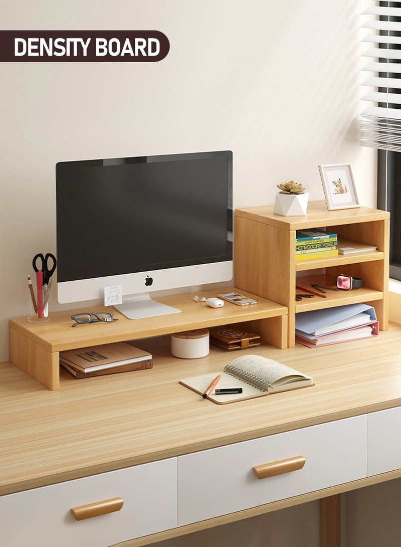 BEIRUI Single Tier Computer Organizer + 3 Tier Storage Cabinet, Computer Monitor Stand, Storage Organizer, Space Saving Laptop Stand for Home and Office, Density Wood Panel Material ﻿ - Image 1