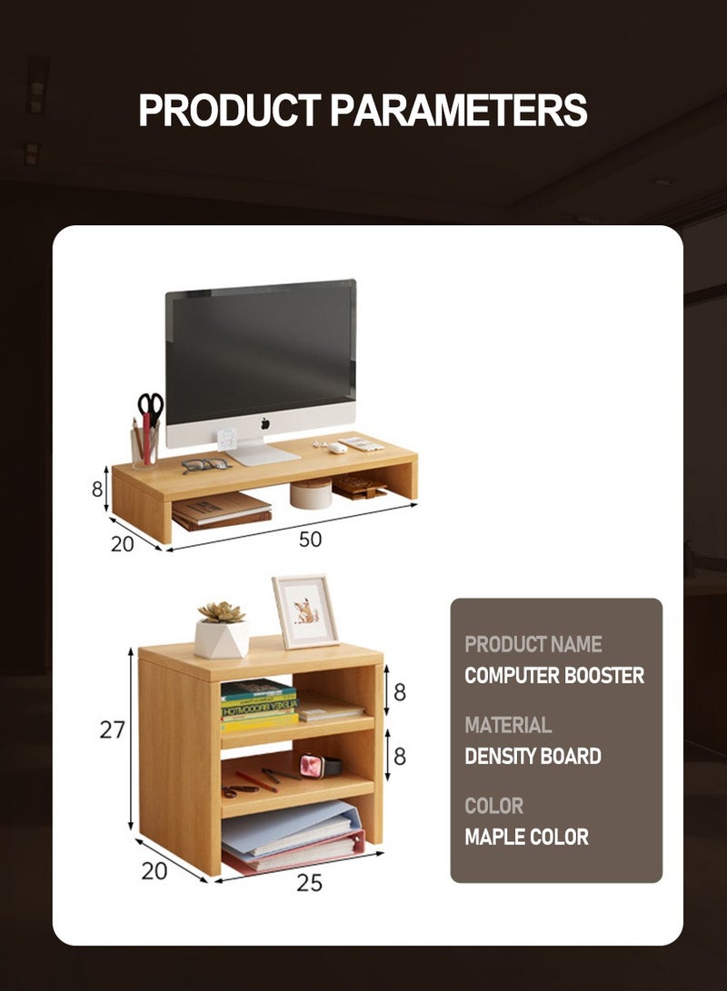 BEIRUI Single Tier Computer Organizer + 3 Tier Storage Cabinet, Computer Monitor Stand, Storage Organizer, Space Saving Laptop Stand for Home and Office, Density Wood Panel Material ﻿ - Image 3