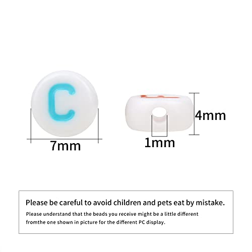 Xilitata 600pcs Acrylic Letter Beads Alphabet Multicolor Letters White Round Bead, 4x7mm, for Friendship Bracelets and Gifts Souvenir Jewelry Making - Image 2