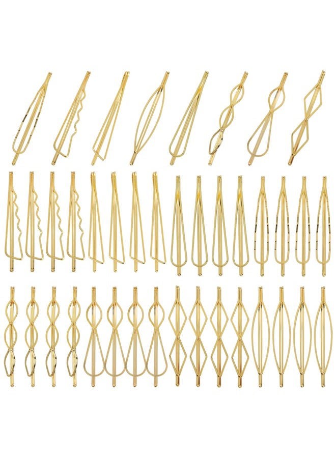 Cinaci 40 Pack 8 Styles Simple Plain Non Slip Gold Metal Hair Clips Barrettes Bobby Pins Hair Accessories for Women Girls (Gold-40 Pack) - Image 1
