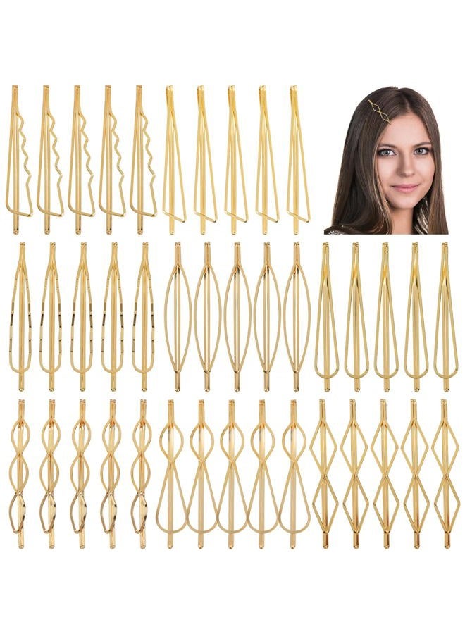 Cinaci 40 Pack 8 Styles Simple Plain Non Slip Gold Metal Hair Clips Barrettes Bobby Pins Hair Accessories for Women Girls (Gold-40 Pack) - Image 2