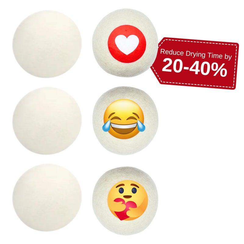 Dryer Ball Kit: 6 XL Wool Dryer Balls - Natural Fabric Softener, Reusable, Reduces Clothing Wrinkles and Saves Drying Time - Reduces Wrinkles and Saves Drying Time (6pcs Wool Dryer Ball) (White) - Image 1