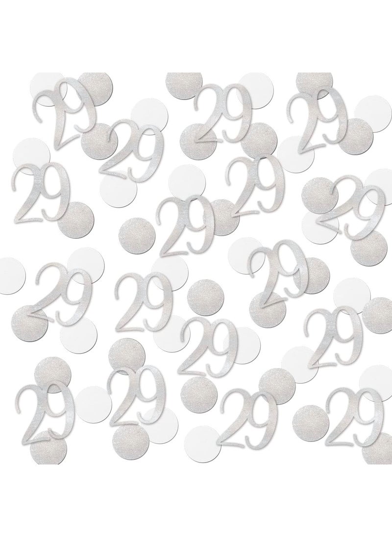 MAGJUCHE Silver Glitter 29 Confetti 29th Birthday Number Confetti 200pcs Anniversary Party Table Decoration Supplies  - Image 1