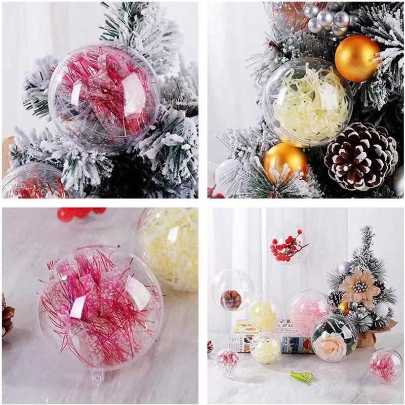 Pungi 20 Clear Fillable Ornaments Balls- 80mm/3.15" Transparent Plastic Thickened Spherical Assembled Craft, for Christmas Tree Decor, and Festive Days Home Party(8cm) - Image 2