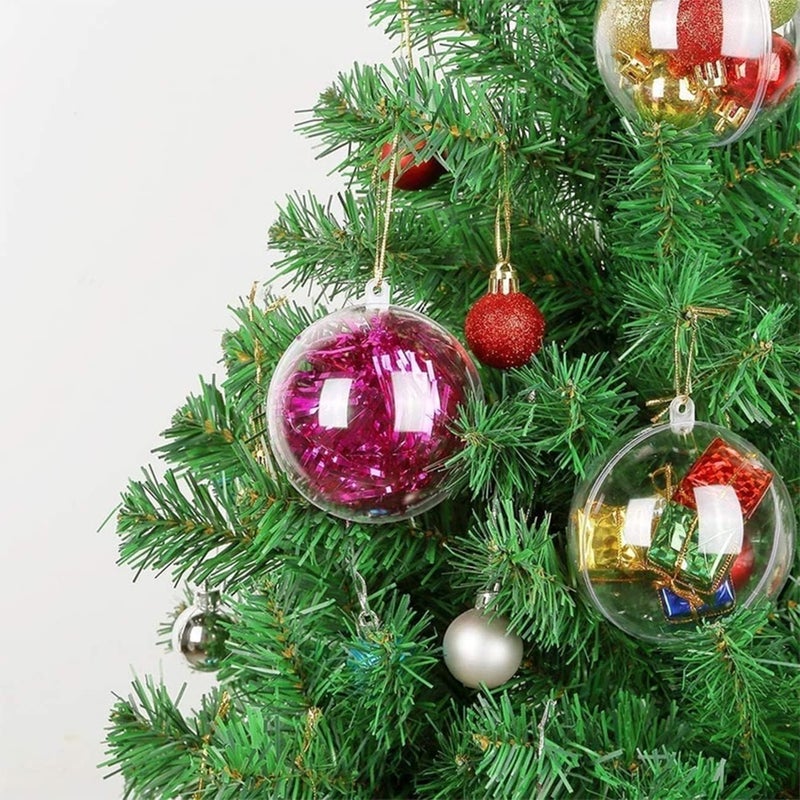 Pungi 20 Clear Fillable Ornaments Balls- 80mm/3.15" Transparent Plastic Thickened Spherical Assembled Craft, for Christmas Tree Decor, and Festive Days Home Party(8cm) - Image 3